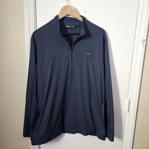 Travis Mathew Wanderlust Quarter 1/4 Zip Navy Blue Pullover Mens Large Athletic - Picture 1 of 6